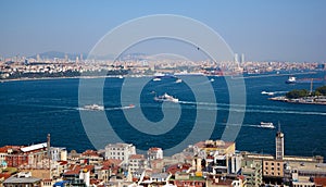 The crossroad of Bosphorus strait and Golden Horn in Istanbul