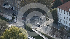 Crossroad in city Ljubljana