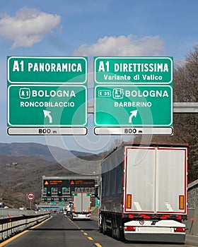 Crossroad on italian highway to go on bologna City photo
