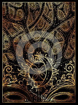 Crossroad. Mystic wiccan concept for Lenormand oracle tarot card.