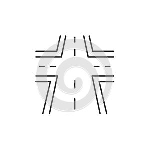 Crossroad in perspective line icon