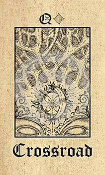 Crossroad. Tarot card from Lenormand Gothic Mysteries oracle deck