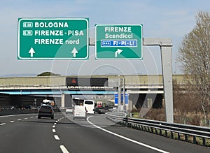 crossroad to italian freeway called FiPiLi and Florence and Scan photo