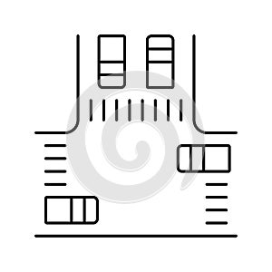 crossroads with cars line icon vector illustration