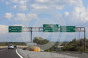 crossroads of the central Italy highway left goes to Naples photo