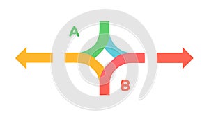 Crossroads with directional arrows. Decision points and options, vector design Generative AI