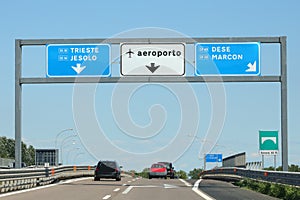 crossroads with the Italian localities and the writing AEROPORTO photo