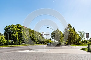 Crossroads with no traffic in Berlin Marzahn, Germany