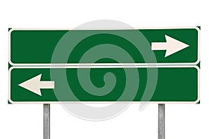 Crossroads Road Sign Two Arrow Green Isolated