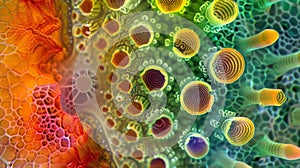 A crosssection of a developing seed captured at a cellular level reveals the complex network of pollen tubes and cells photo