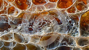 A crosssection of a fungal hyphae showing its multilayered structure. The outer layer is made up of thick waxy cells photo