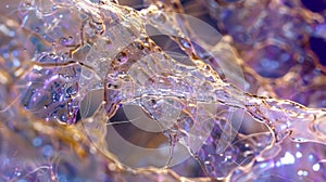 A crosssection of an tissue reveals a network of thin stringlike s interwoven within the cells. .