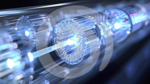 A crosssectional view of an optical fiber that is being used in photonic devices. The precise alignment and quality of photo