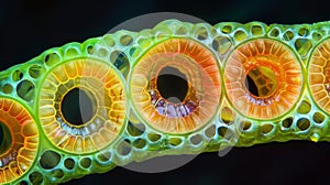 A crosssectional view of a stoma revealing its structure and function in allowing for transpiration and photosynthesis