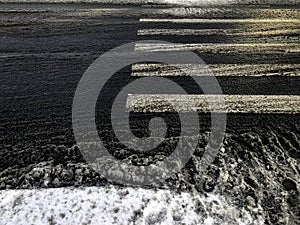 Crosswalk, city street in winter