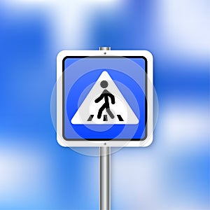 Crosswalk icon, Pedestrian crossing. Traffic sign. Vector illustration.