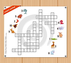 Crossword, education game for children about Animals