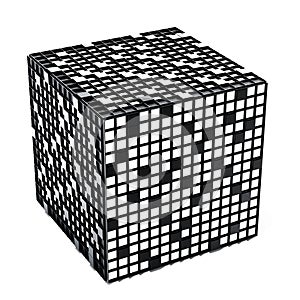 Crossword puzzle cube isolated on white background. 3D illustration