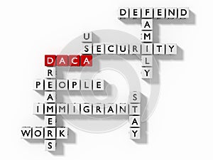 Crossword puzzle with DACA keywords immigration concept