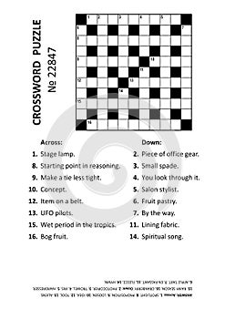 Crossword puzzle game # 22847. Answer included.