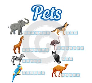Crossword puzzle game with animals.