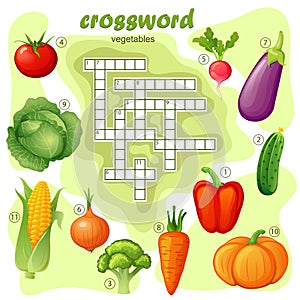 Crossword puzzle game of vegetable