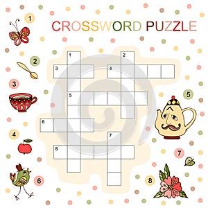 Crossword puzzle for kids. Educational game for preschool children