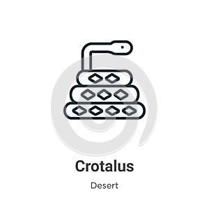 Crotalus outline vector icon. Thin line black crotalus icon, flat vector simple element illustration from editable desert concept