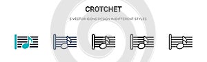 Crotchet icon in filled, thin line, outline and stroke style. Vector illustration of two colored and black crotchet vector icons