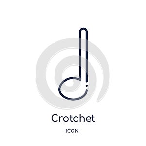 Crotchet icon from music and media outline collection. Thin line crotchet icon isolated on white background