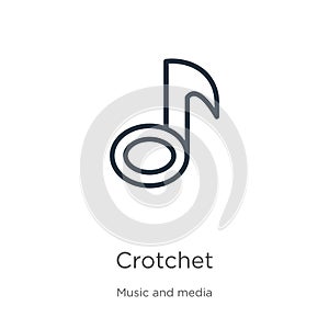 Crotchet icon. Thin linear crotchet outline icon isolated on white background from music and media collection. Line vector sign,