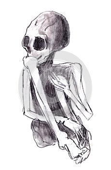 Crouched skeleton