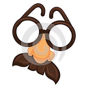 Croucho funny mask with glasses and norse with mustache on white vector