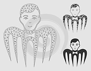 Croupier Spectre Monster Vector Mesh Carcass Model and Triangle Mosaic Icon