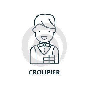 Croupier vector line icon, linear concept, outline sign, symbol
