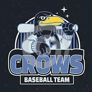 Crow Baseball Sport Team Mascot Logo