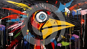 The Crow Hei Hei Moana (pixar) In Abstract Art Basquiat, Picasso Style