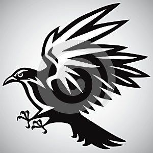 Crow Logo Black and White Vector