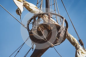 Crow`s nest of an old galleon