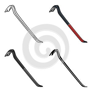 Crowbar icon in cartoon style isolated on white background. Crime symbol stock vector illustration.
