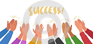 Crowd applause and congratulations on success. Hands clapping. Business teamwork cheering and ovation vector photo