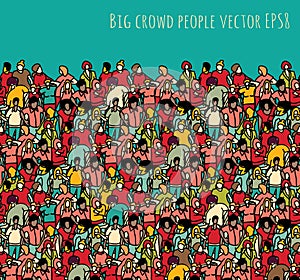 Crowd big group people seamless pattern and sky.