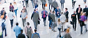 Crowd of Blurred business people at a trade fair