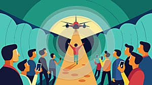 The crowd cheers as a particularly skilled pilot guides his drone through a narrow tunnel narrowly avoiding a collision photo