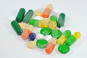 A crowd of colorful pills and capsules