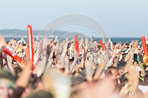 Crowd at concert. Summer music festival. Audience at outdoor festival