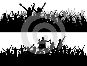 Crowd concert vector silhouette. Sports Championship fans. A large of people party.