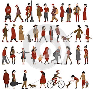 A crowd of different flat vector characters.