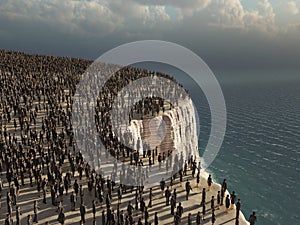 Crowd on the edge of a cliff