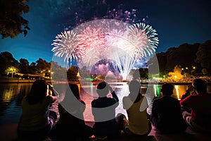 Crowd Enjoying Fireworks Show